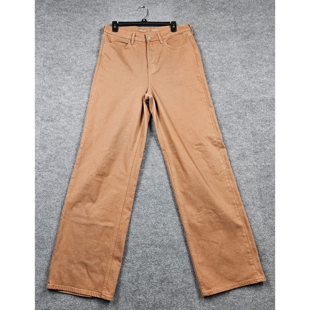 Old Navy Extra High-Rise Wide-Leg Jeans Womens 10 Tall Tan Brown Stretch Denim
